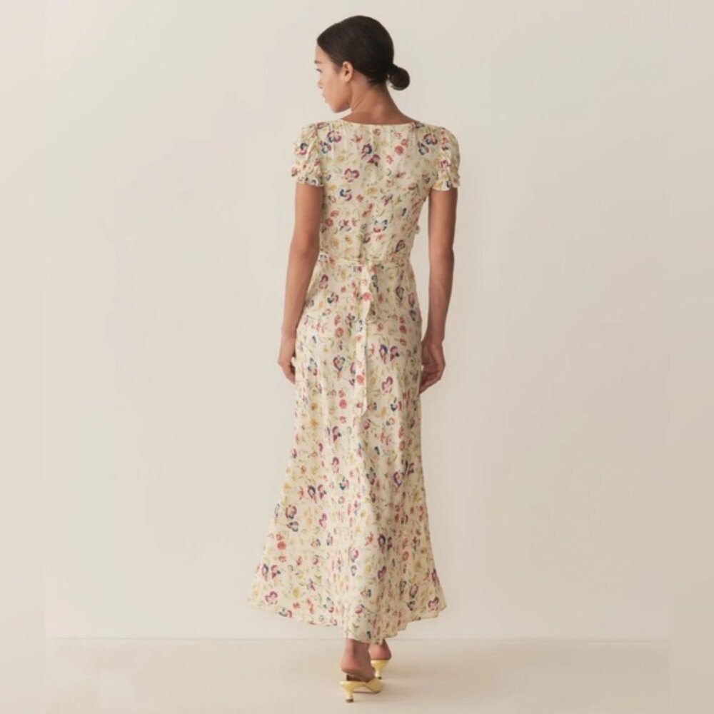 NEW DOEN Valerine SIlk Blend Dress Windswept Blooms Cream Floral | US XS - Picture 4 of 16
